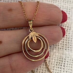 14k yellow gold filled vintage triple open circle pendant 1/20